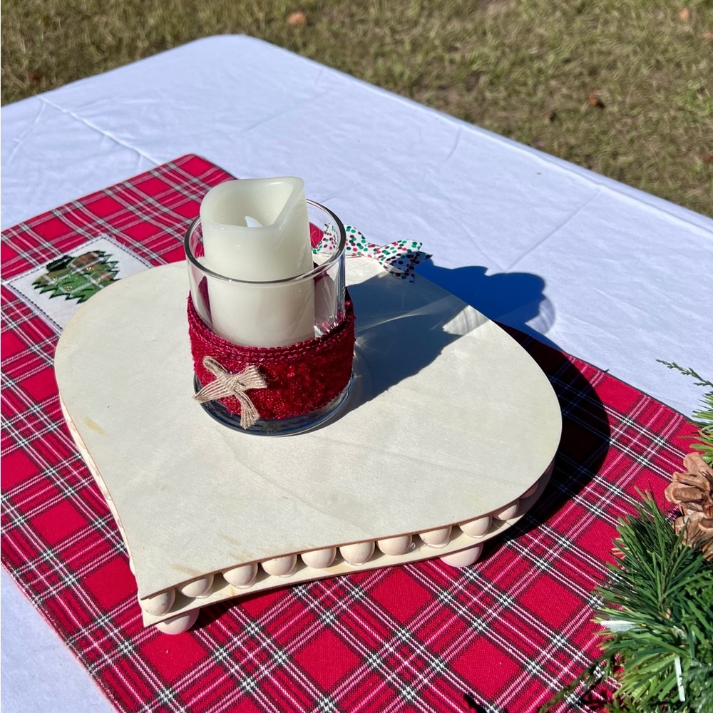 Festive Wood Shaped Christmas‎ Ornament Tray, 10"